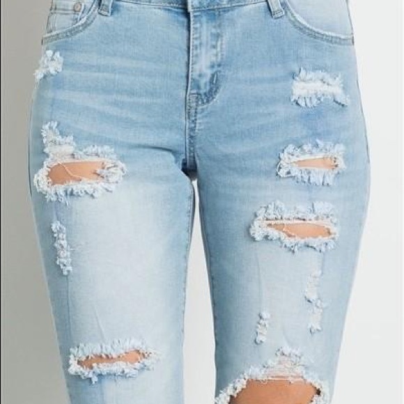 Distressed Cutout Denim Jeans - Picture 3 of 5